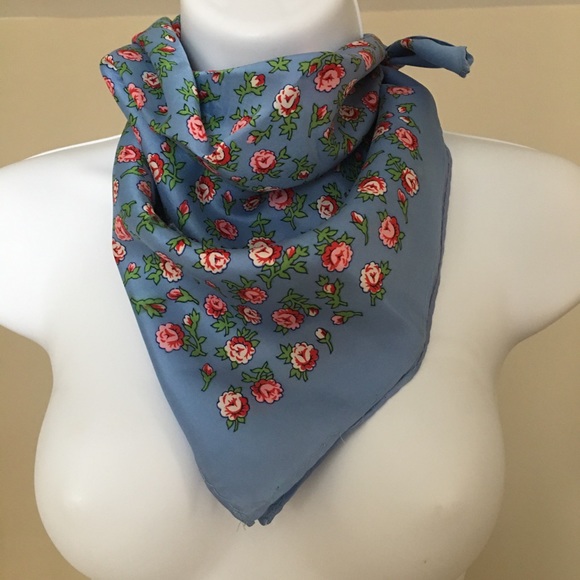 Vintage Accessories - Vintage 100% silk floral scarf mask
